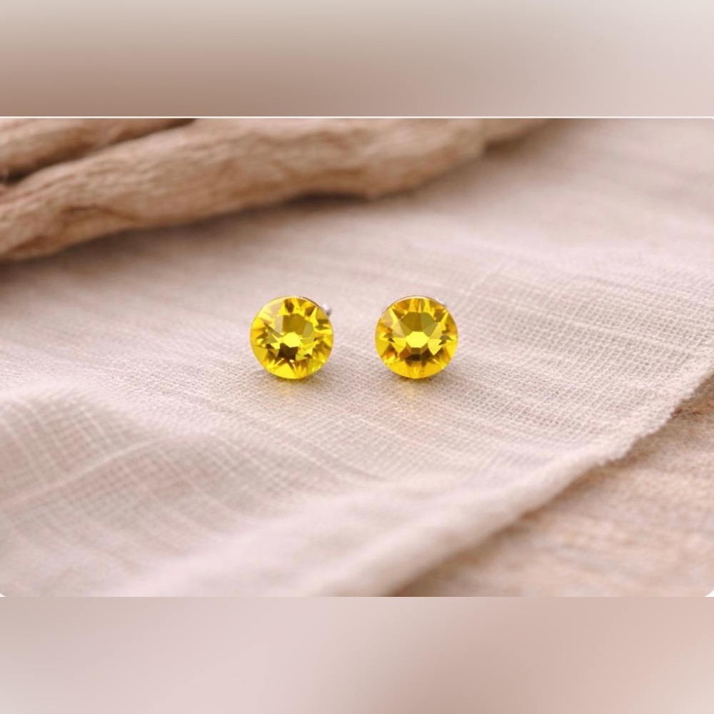 Yellow Crystal Stud Earrings